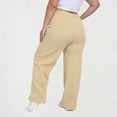 thumbnail image 4 of Plus Size Wide Leg Sweatpants for Women, Stretchy Baggy Loose Causal Drawstring Loungewear Pants Active Joggers Trousers with Pockets Khaki 4XL, 4 of 7