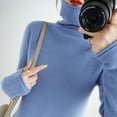 thumbnail image 1 of Suéter de lana, suéter de cuello alto para mujer, suéter suelto con cuello de pila, otoño e invierno, camisa cálida de fondo, top corto, 1 of 5