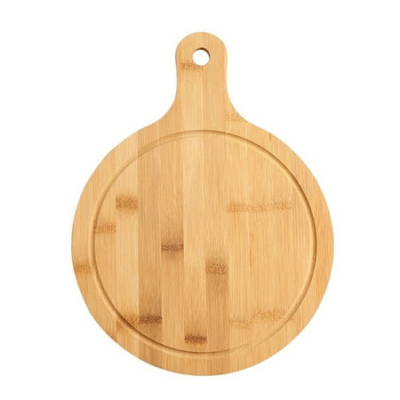 

TureClos Chopping Board Bamboo Block Pizza Plate Kitchen Fruit Vegetable Meat Slicing Serving Tray Round