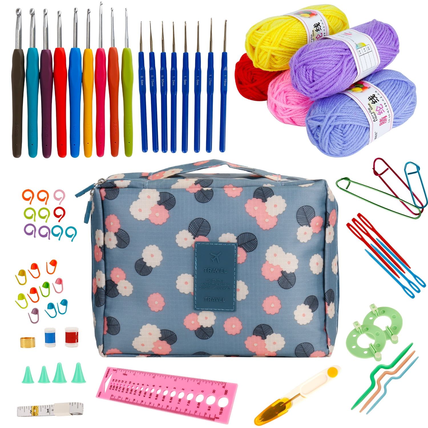 NBPOWER 67pcs Crochet Kit for Beginners, Knitting Kit Includes Chunky Yarn, Knitting Needles, Crochet Hooks, Canvas Tote Bag, Crochet Accessories, Suit for Both Beginners and Experienced Crocheters