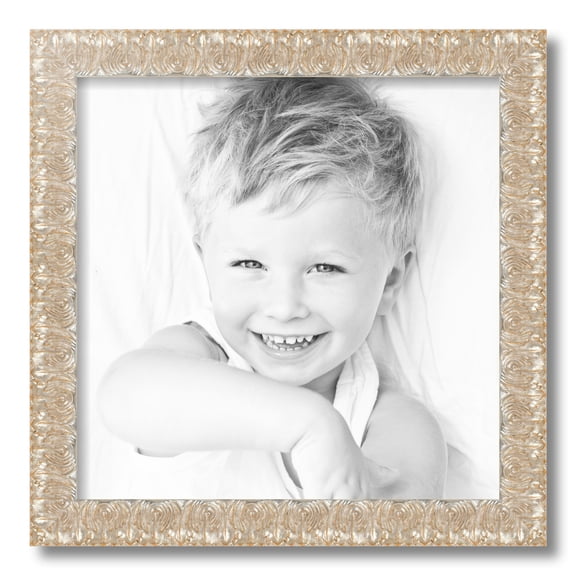 ArtToFrames 16x16 Inch Silver and Black Picture Frame, This Silver Wood Poster Frame is Great for Your Art or Photos, Comes with Regular Glass (4903)