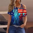 thumbnail image 2 of SELONE Off The Shoulder Tops For Women Fourth of July Print Stripe Tops Short Sleeve Clothes Patriotic Graphic Wear, 2 of 4