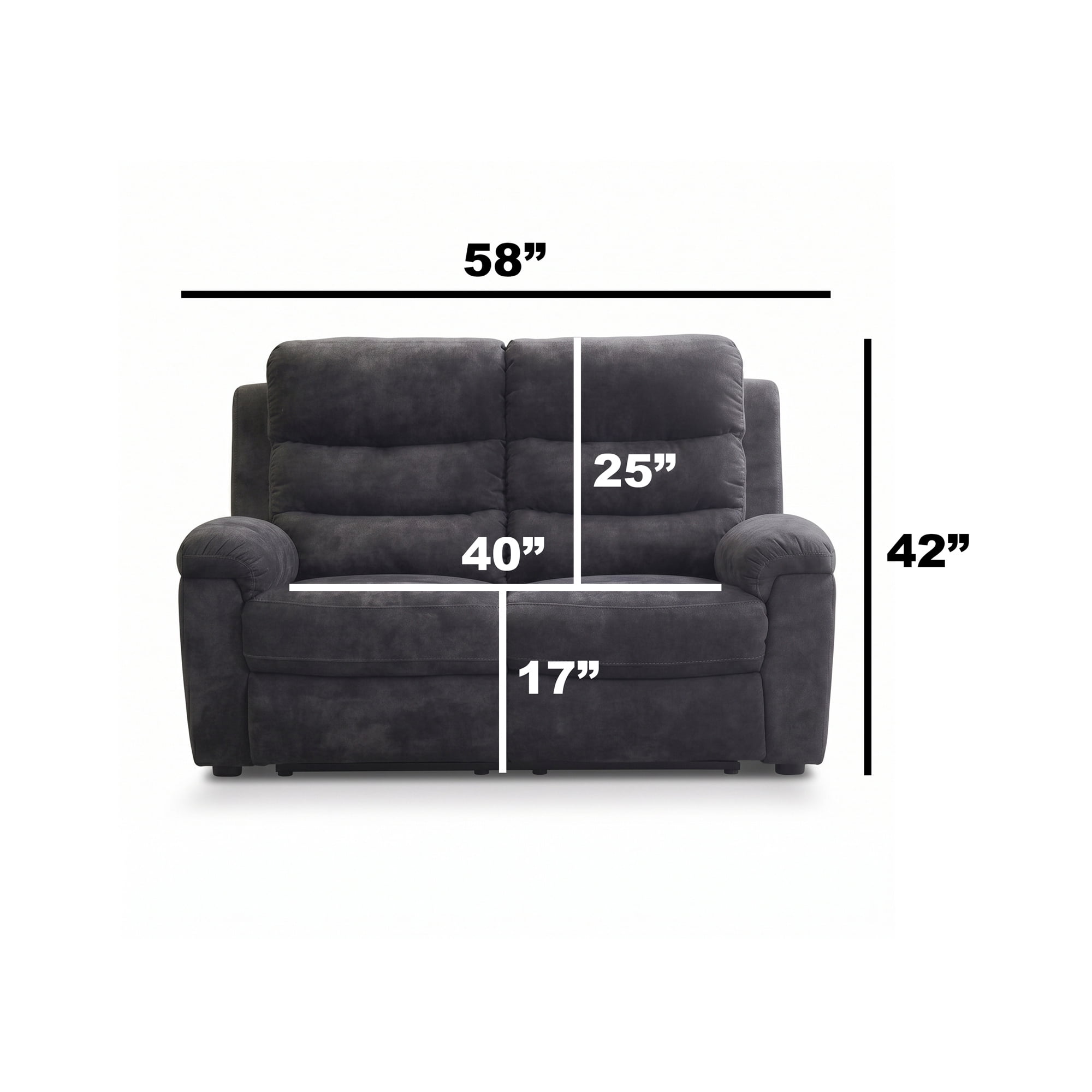 58" Manual Reclining 2-Seat Loveseat for Living Room, Gray