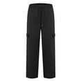 thumbnail image 5 of Women's Elastic Waist Casual Pants with Side Pockets Loose Fit Straight Leg Trousers Sport Outdoor Workwear Long Pants for Daily Wear Black L, 5 of 5