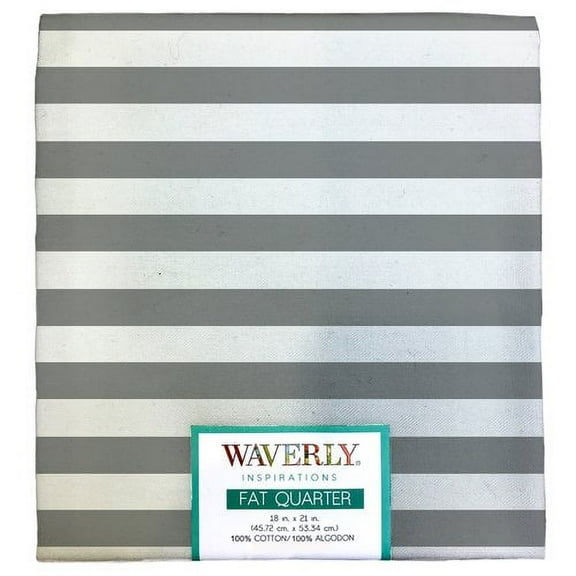 Waverly Inspirations Cotton 18" x 21" Fat Quarter Stripe Steel Fabric, 1 Each