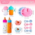 thumbnail image 4 of 12 Pcs Baby Doll Accessories Baby Doll Feeding and Caring Set,Doll Feeding Set for Kids Girls,Magic Disappearing Juice Milk Bottles,Sippy Cups,Pacifiers,Bowl Spoons, 4 of 7