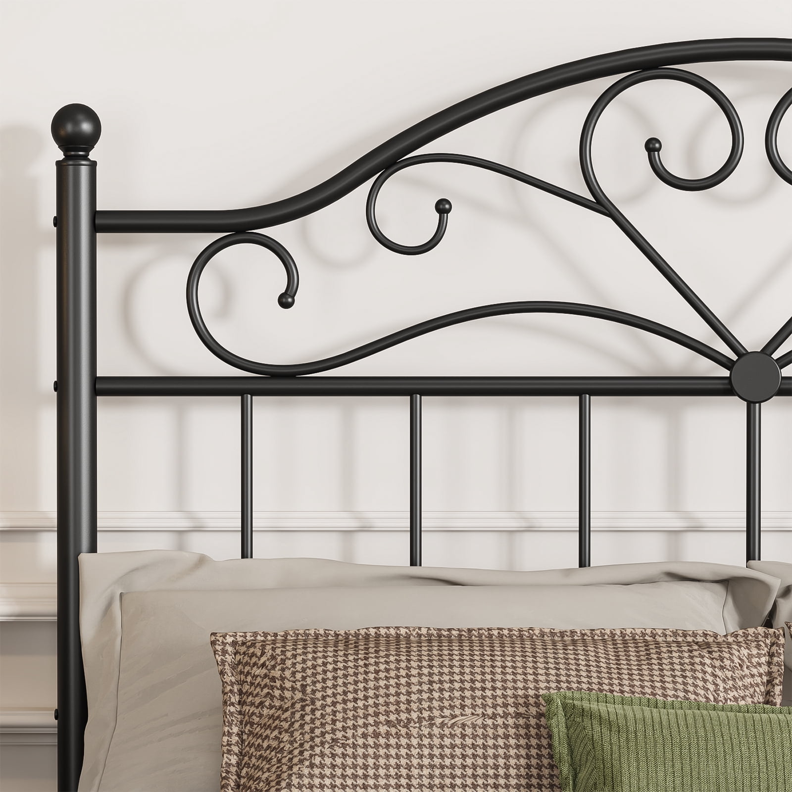 Yoneston Vintage Metal Queen Headboard with 3-Level Height Adjustment for Queen Bed Frame, Black
