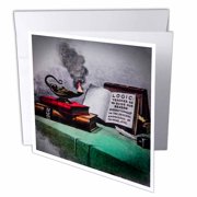 3dRose, Vintage Magic Lantern Masonic Lodge Freemasonry Oil Lamp and Logic, 1 Greeting Card with envelope