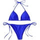 thumbnail image 1 of Traje de baño para mujer, conjunto de bikini triangular, con lazo lateral, ropa de playa Azul Real XL Azul Real XL Xishao ropa, 1 of 2