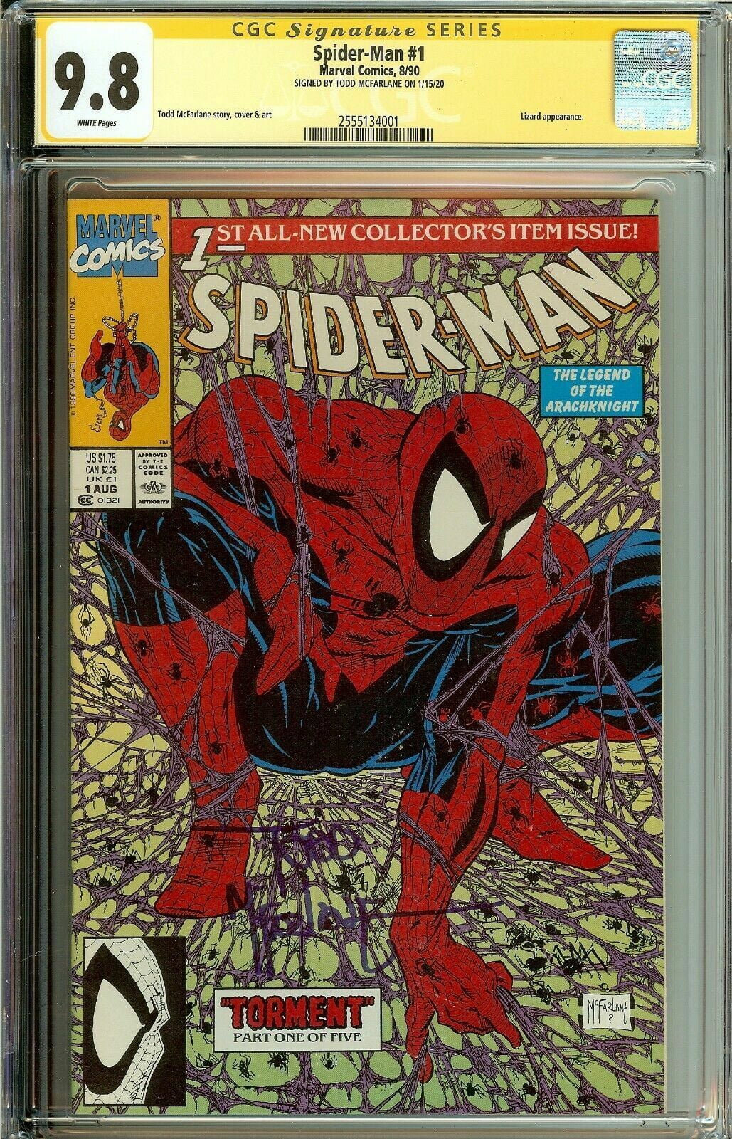Spider-Man #1 CGC 9.8 Signed Todd McFarlane Green Variant