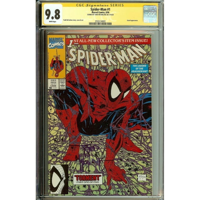 Spider-Man #1 CGC 9.8 Signé Todd McFarlane Variante Verte