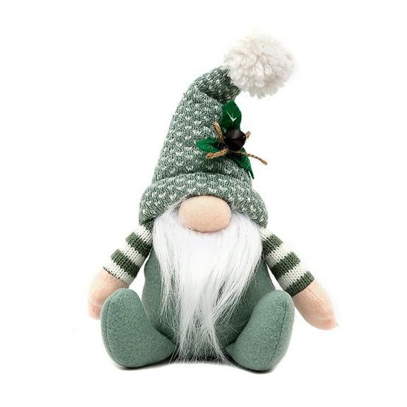 Wizlet Christmas Gnomes Plush Decorations Santa Scandinavian Tomte Gnomes Figurines with Knitted Hat Holiday Elf Dwarf Ornament Green