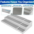 thumbnail image 5 of Spice Rack Organizer 3 Tier Expandable Non Slip Shelf for Kitchen Cabinet and Countertop Organizer with Adjustable Length 15.5 to 26.5" - White/Grey, 5 of 7