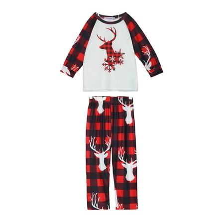 

Unique Bargains Women s Christmas Deer Tee and Plaid Pants Family Pajama Sets