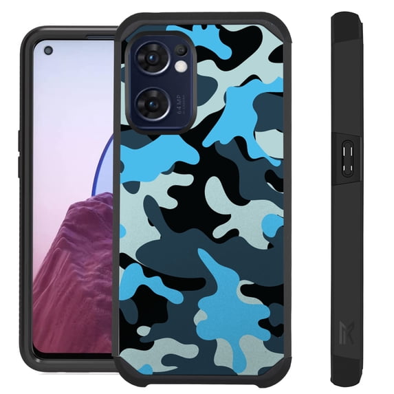 Compatible with OnePlus Nord N300 5G Hybrid Fusion Guard Phone Case Cover (Blue Black Camouflage)