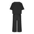 thumbnail image 5 of 2026 ! JINMGG Two Piece Outfits Women, 2026 Fashion Fall Ladies Summer Fashion Casual Loose Round Neck Short Sleeve Printing Wide Leg Linen Suit Black XXXL, 5 of 5