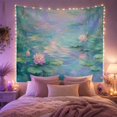 thumbnail image 2 of Water Lily Pond with Teal and Pink Hues, Dreamy Impressionist for Nature Lovers, Botanical Wall Decor, Housewarming Gift, Tapestry Wall Hanging for Living Room and Bedroom, 2 of 7
