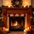 thumbnail image 4 of Christmas Bows 118.11 Inches Long Velvet Bow Garland, Double-Layer Ribbon Christmas Tree Ornaments, Mantel & Stair Railing, Wall & Door Frame Decorations, Festive Home Decor, 4 of 6