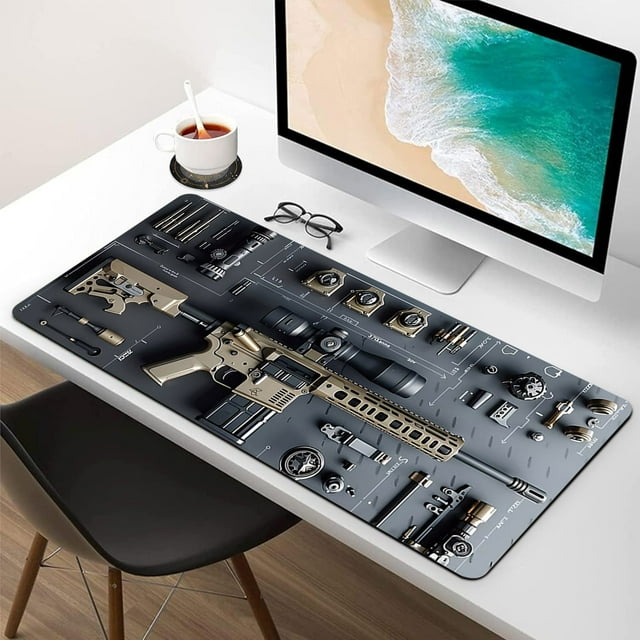 Pièces d'Arme Militaire Cool, Grand Tapis de Souris de Jeu