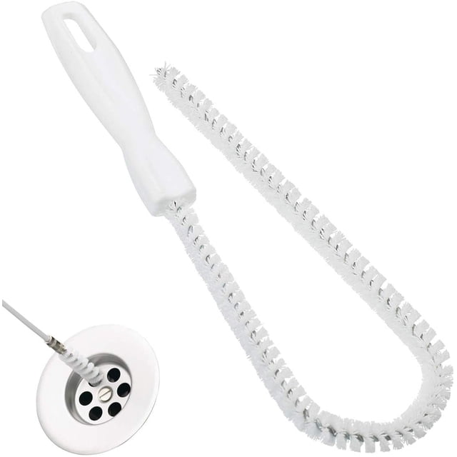 cepillo de limpieza flexible, cepillo de limpieza de desagües, cepillo de limpieza flexible / desbordamiento / limpiador de pelo largo con nailon para limpiar baños, bañeras, lavabos e inodoros 45 cm MFZFUKR LL-2226