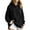 *Black, variant on Binmer Women's Long Sleeve Hooded Sweatshirt with Side Split Hem,Casual Loose Pullover ,L