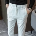 thumbnail image 5 of Pantalones a rayas para hombre, rectos, tallas grandes, trajes para hombre, pantalones, ropa de primera calidad, elegantes, vintage, antiarrugas, pantalones de vestir, 5 of 5