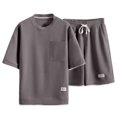 thumbnail image 6 of PNTUTB Men's Two-Piece Set Solid-Color Crew-Neck Short-Sleeve T-Shirt with Pockets and Drawstring Shorts Casual Minimalist Loose Comfortable Stylish Set, 6 of 7