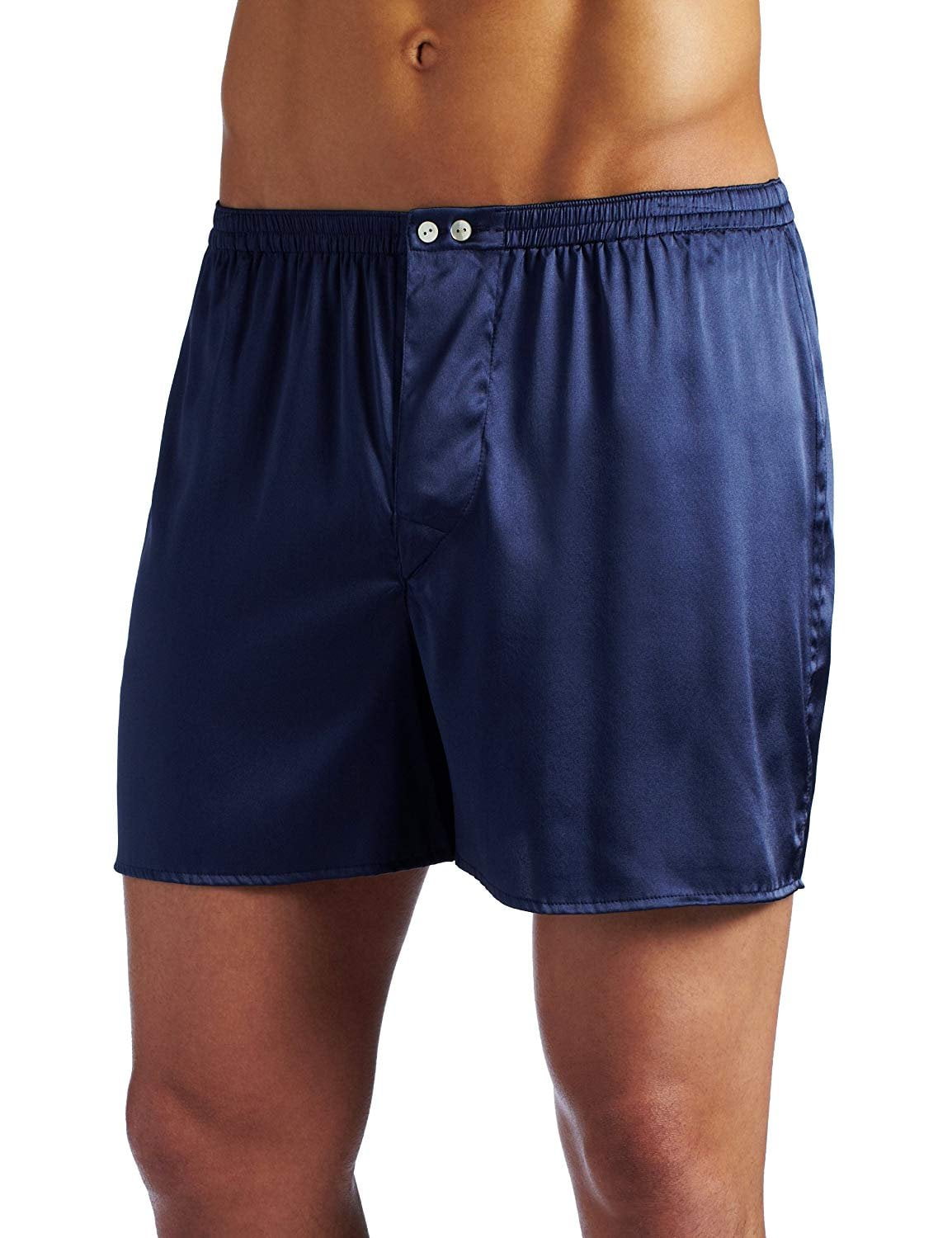 Intimo Men's Classic Stretch Silk Boxers, Navy, Large