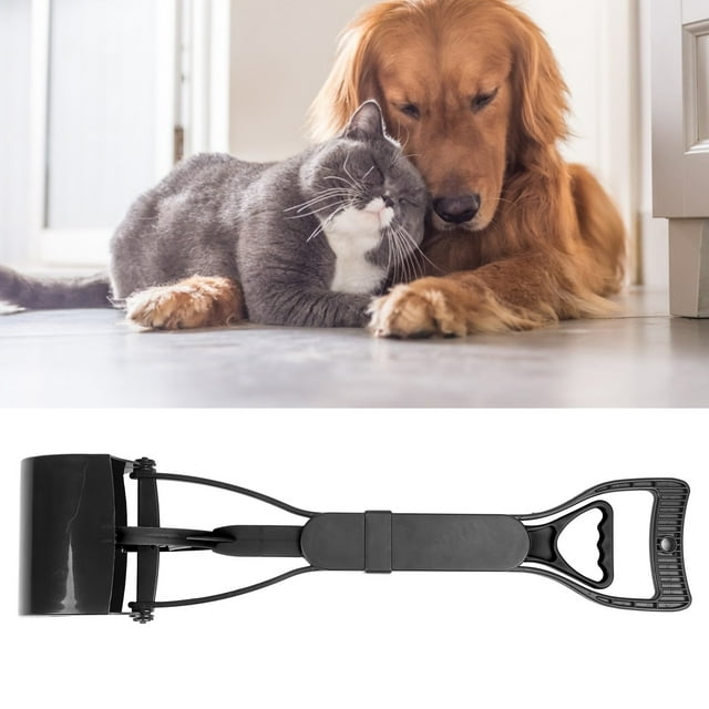 Pelle à Cacahuètes avec Manche Prolongé, Grande Capacité pour Chiens Chats, Ramasseur de Déchets pour Chien Chat avec Action de Ressort pour Usage Intérieur et Extérieur