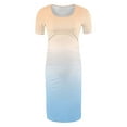 thumbnail image 6 of THDHVS Maternity Dress Summer,Maternity Dress for Baby Shower,Woman' Fashion Print Pleated Maternity Skirt Short Sleeve Round Neck Mid Calf Dress Beige L, 6 of 7