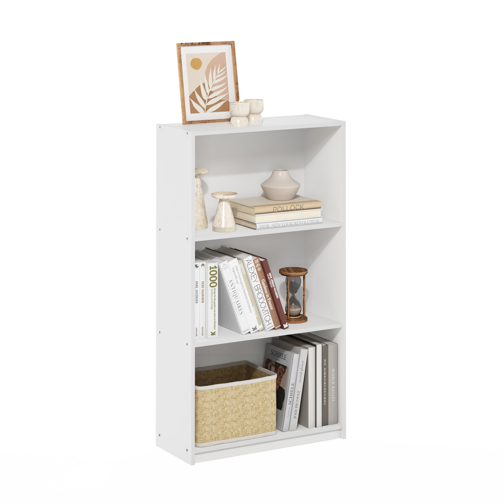 Furinno BASIC 3-Tier Bookcase Storage Shelves in White/White