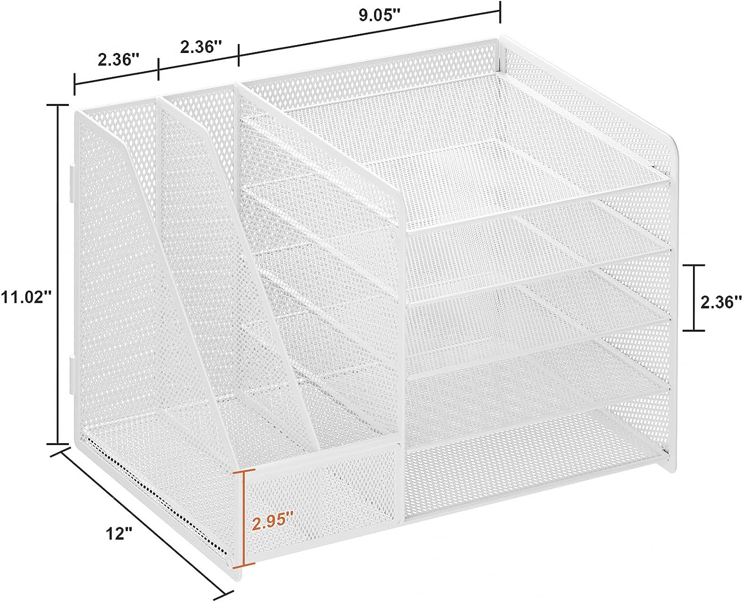 Marbrasse Desk Organizer with File Holder, 5-Tier Paper Letter Tray Organizer, Mesh Desk Organizers and Accessories with Magazine Holder, Desktop Organizer and Storage for Office Supplies (White)