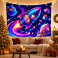 thumbnail image 3 of Moon Stars Rocket with Ship Angled Diagonally Soaring, Mystical Fantasy for Space Lovers, Galaxy Room Decor, Mother'S Day Gift, Tapestry Wall Hanging for Bedroom and Dorm, 3 of 7