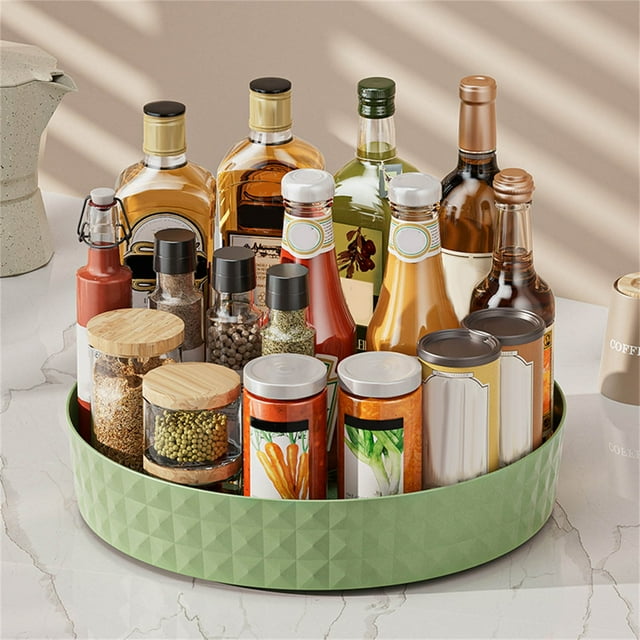 EGNMCR Kitchen Countertop Multifunctional Soy Bottle And Jar Organizer Rotating Seasoning Shelf shelf for storage