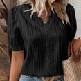 thumbnail image 4 of AMERTEER Blouse Décontractée à Rayures Verticales Manches Bouffantes Style Élégant Tenue de Vacances, 4 of 6