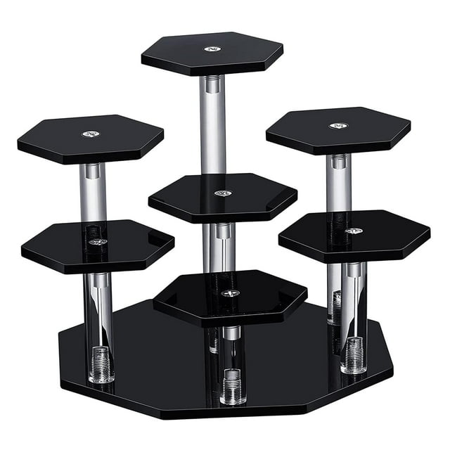 Pantalla acrílica elevadores acrílicos, colección de figuras de acción duraderas, soporte de exhibición, para muñecas coleccionables, juguetes, figura Negro