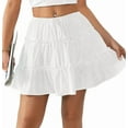 thumbnail image 3 of Jupe Courte Évasée Florale pour Femmes, Mignonne Jupe à Volants Taille Haute, Mini Jupe de Plage Blanche TG, 3 of 8