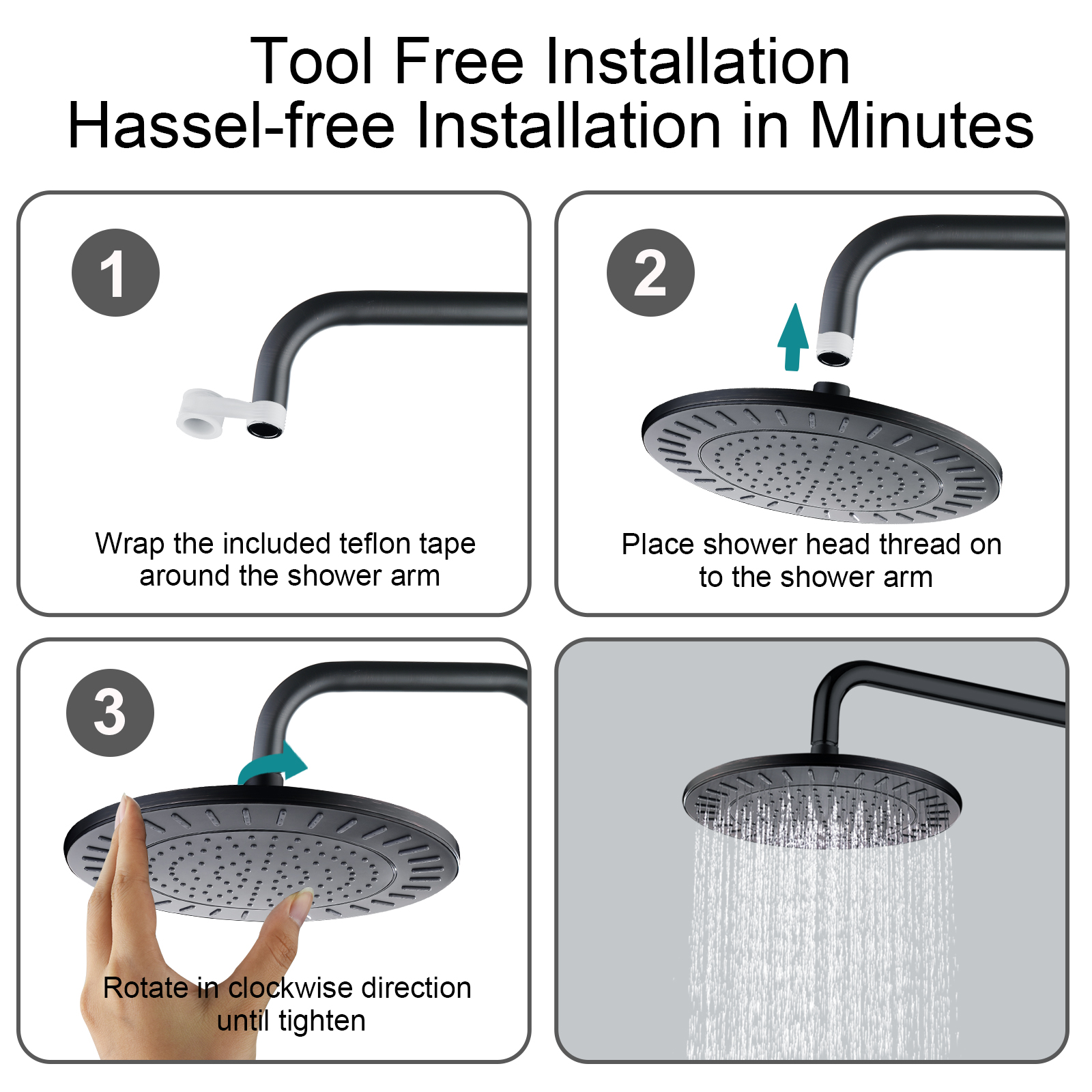 BRIGHT SHOWERS Round Rain Shower Head 9 Inch High Pressure Rainfall Showerhead for Bathroom, Luxury Rain Shower Head with Adjustable Angle, Easy to Install, Oil-Rubbed Bronze