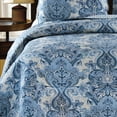 thumbnail image 3 of Navy Damask Floral Vintage King Bed Quilt, 3 of 4