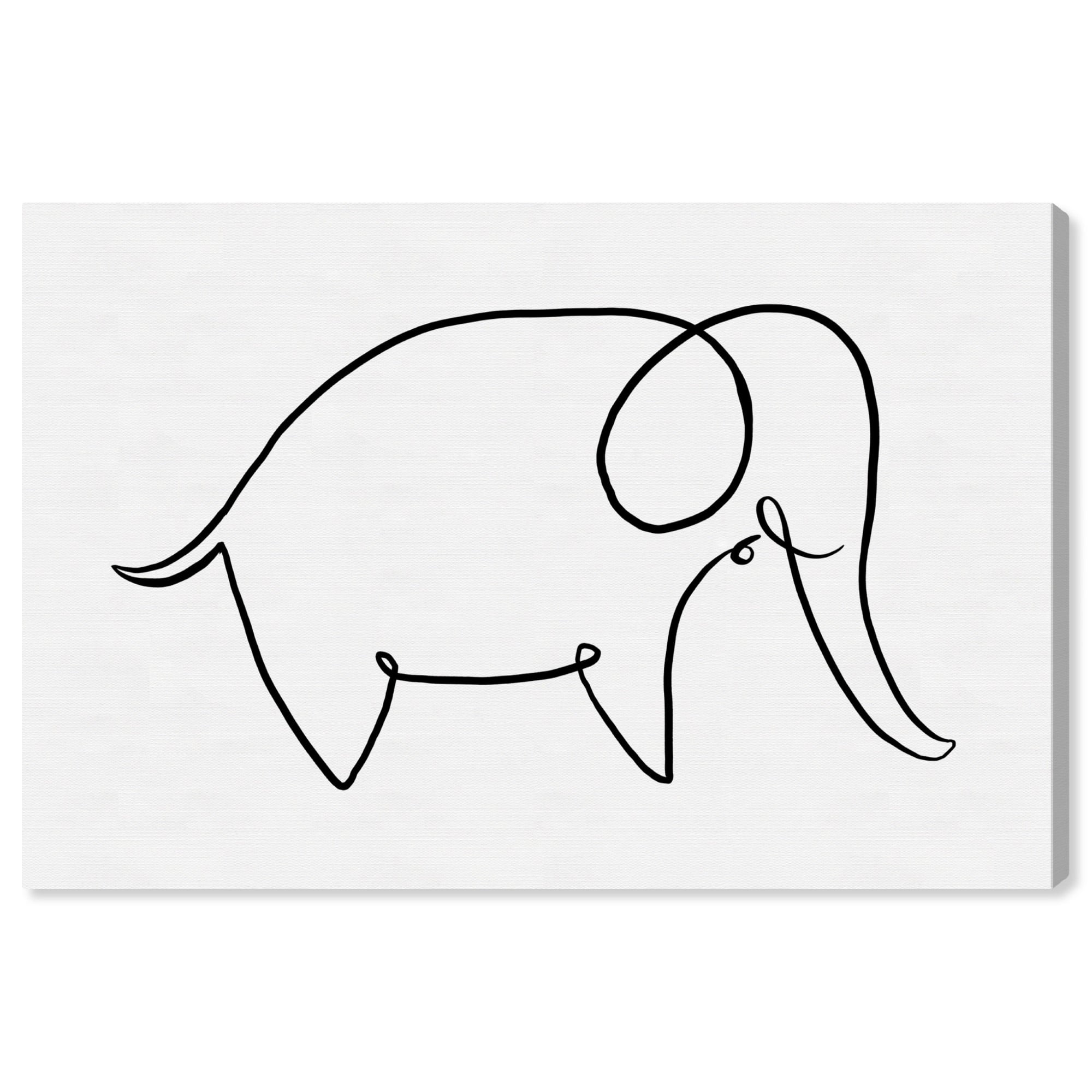 Runway Avenue Animals Wall Art Canvas Prints 'Elephant Outline Simple' Zoo  and Wild Animals - Black, White 