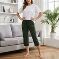 thumbnail image 3 of Women's Capri Yoga Pants Loose Soft High Waist Drawstring Workout Sweatpants Causal Lounge Pants Flared Leggings with Pockets for Summer, 3 of 8