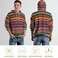 thumbnail image 5 of POBUDS Hoodie, Regular Fit Sporty Pullover Hooded Sweatshirt for Men Women Colorful Mexican Poncho Stripes S, 5 of 6