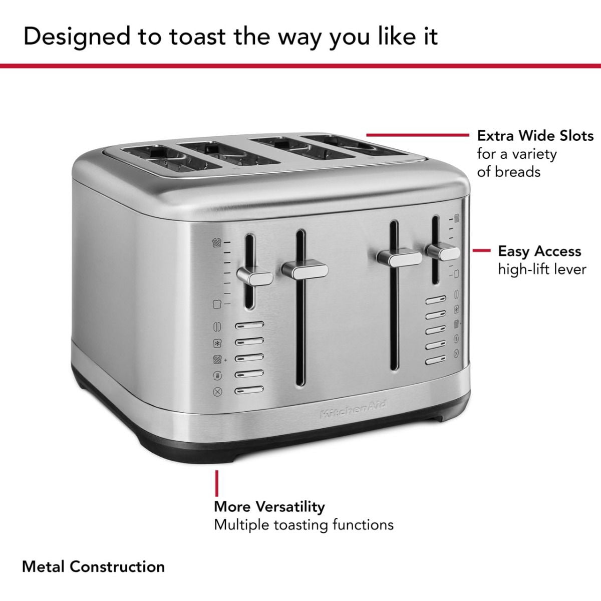 KitchenAid 4 Slice Metal Toaster | Brushed Stainless Steel