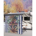 thumbnail image 5 of 4th of July RV Awning Sun Shade Screen 9'X7' Retro Flower Mesh Sunscreen Eucalyptus Leaf Blue Striped Awning Shade Screen with Zipper UV Blocker Completed Kits Outdoor Canopy for RV Motorhome Camper, 5 of 7