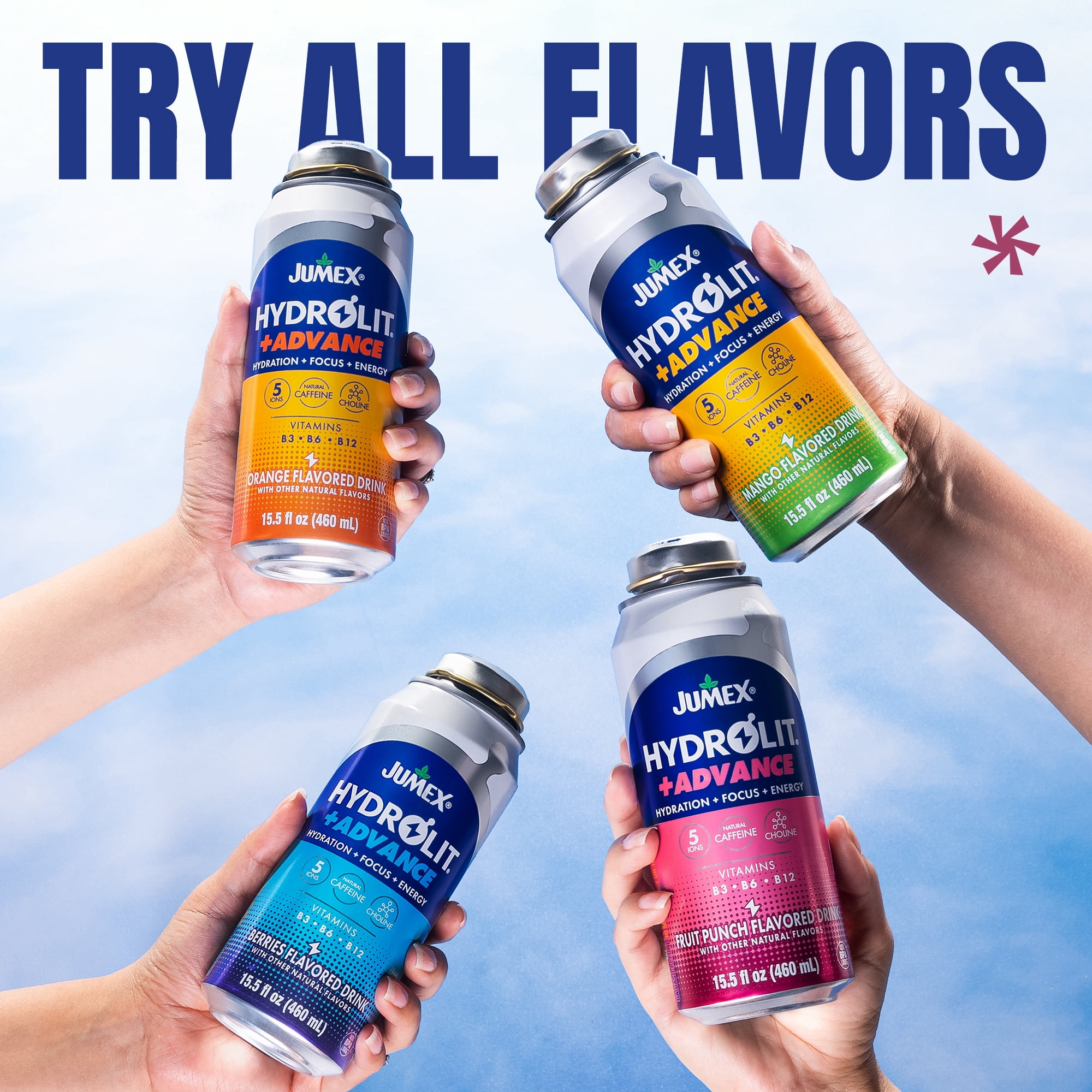 (12 pack) Jumex Hydrolit+Advance Berries Energy & Hydration Drink, 15.5 Fl oz