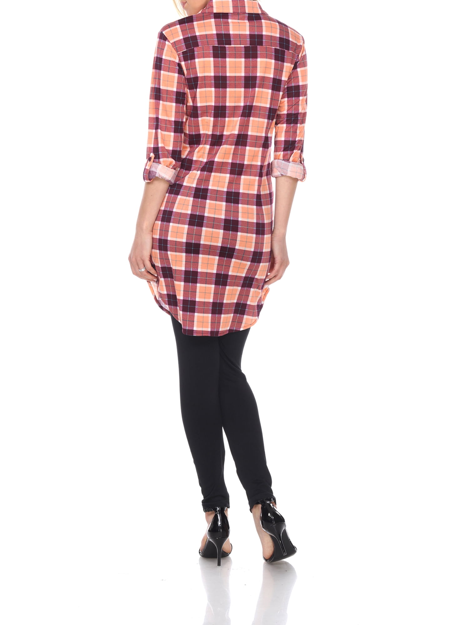White Mark Women's Piper Plaid Tunic Top