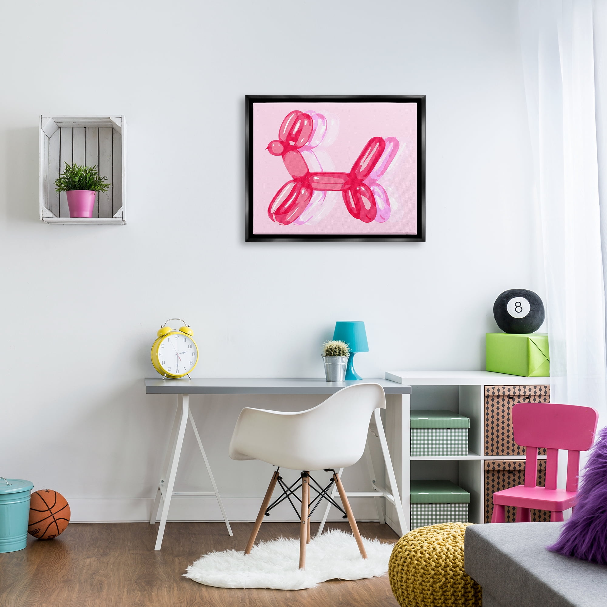 Stupell Industries Pop Style Balloon Animal Animals & Insects Painting Black Floater Framed Art Print Wall Art, 31 x 25
