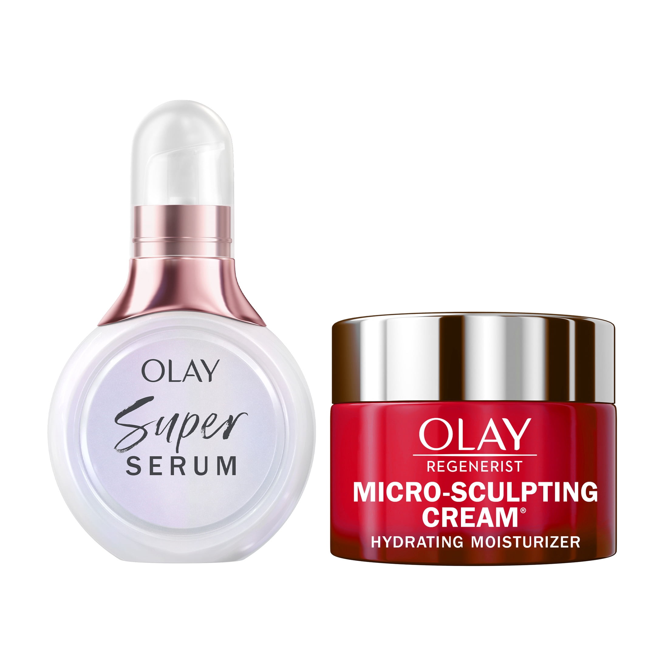 Olay Super Serum and MicroSculpting Cream Mini Duo Best Sellers Kit, Super Serum 0.4 fl oz, MSC 0.5 fl oz
