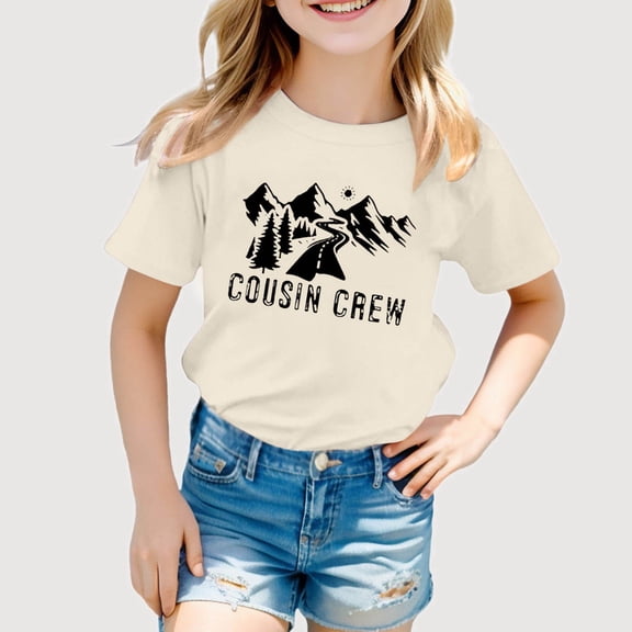 Gyujnb Print Short Sleeve T Shirt Round Neck Casual Tee Everyday Wear (Little Girls, Big Girls),3-4 Years