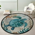 thumbnail image 3 of GZHJMY Round Rugs for Living Room, Retro Cartoon Turtle Non-Slip Coral Velvet Long Runner Rugs, Washable Water Absorbent Mat Carpet for Bedroom Kitchen Kids Room, 3 of 6